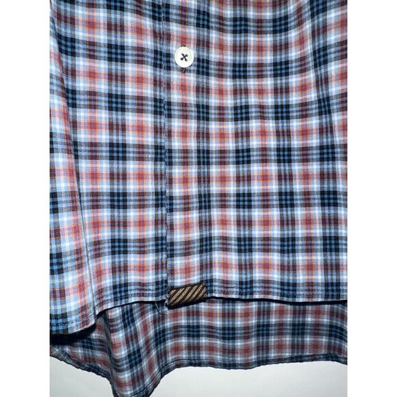 Billy Reid Mens Sz M Plaid Button Up Cotton Shirt‎ Standard Cut Red White Blue - Picture 5 of 7
